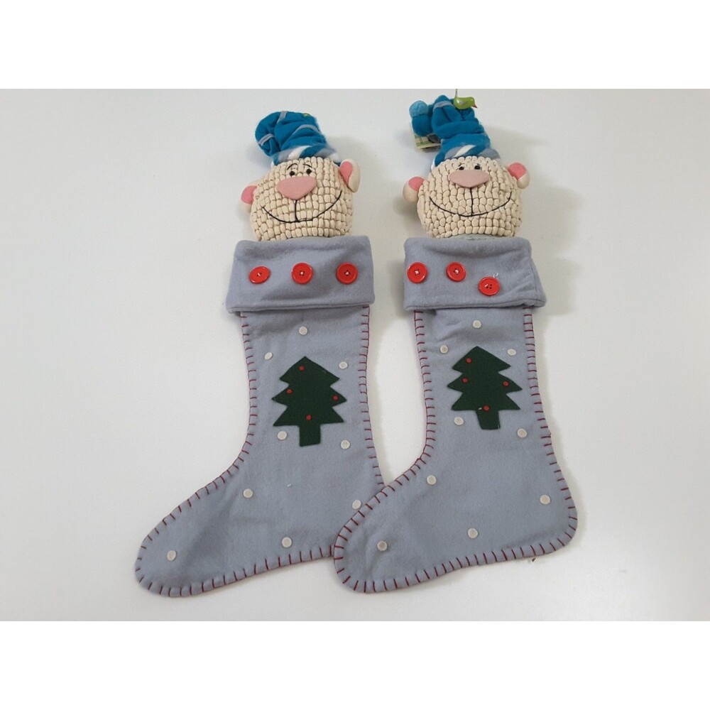 LORI SIEBERT SILVESTRI A STITCH IN TIME LOOPY CHRISTMAS Elf Stockings Set of 2